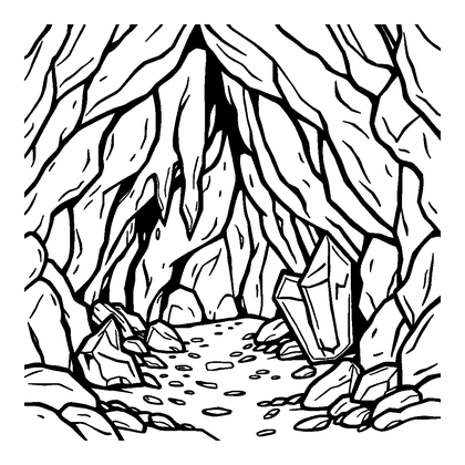 Crystal Mine Cave Colouring Page (Kids, Standard)