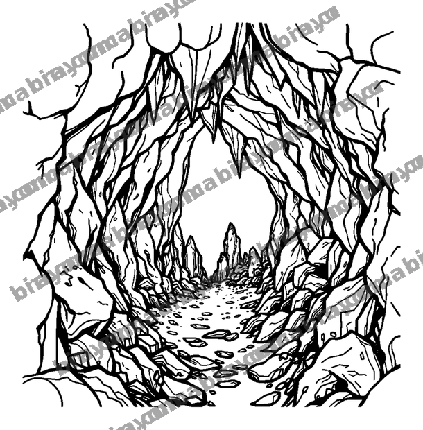 Crystal Mine Cave colouring page — free printable for teens