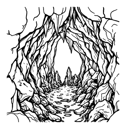 Crystal Mine Cave Colouring Page (Teens, Standard)