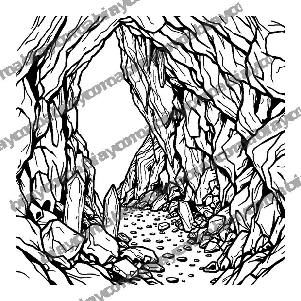 Crystal Mine Cave colouring page — free printable for teens