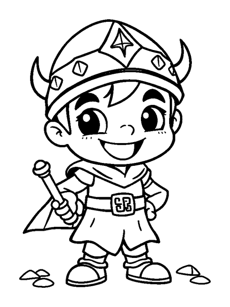 Dungeon Quest Hero colouring page — free printable for kids
