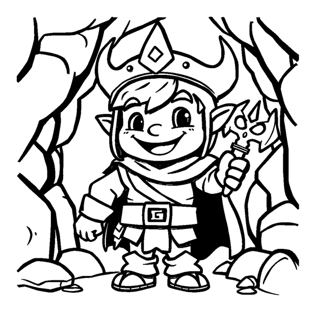 Dungeon Quest Hero colouring page — free printable for kids
