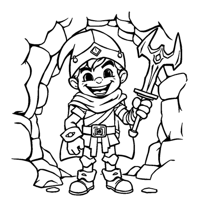 Dungeon Quest Hero Colouring Page (Teens, Standard)