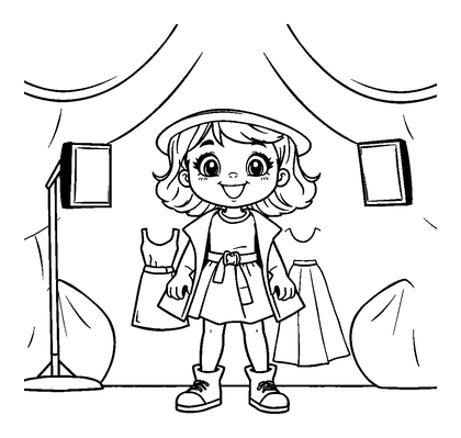 Fashion Dress Up Show Colouring Page (Kids, Standard)