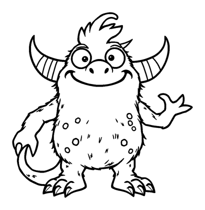 Friendly Boss Monster Colouring Page (Kids, Standard)