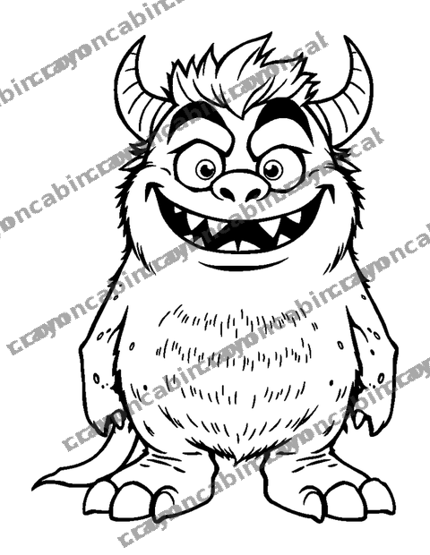 Friendly Boss Monster colouring page — free printable for teens