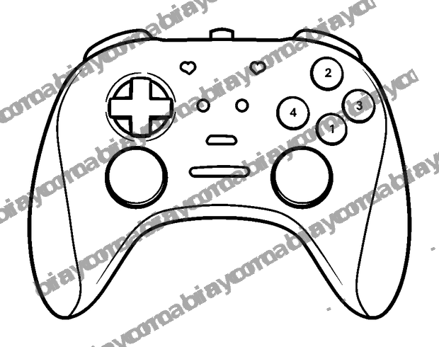 Game Controller colouring page — free printable for teens