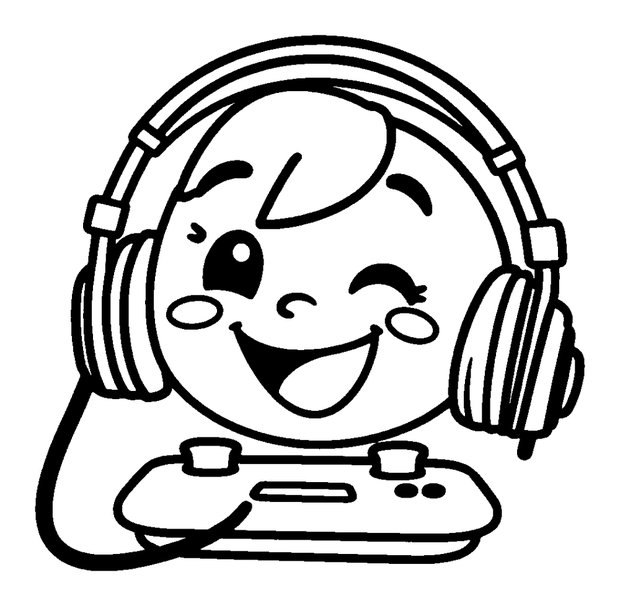 Gaming Headset colouring page — free printable for kids