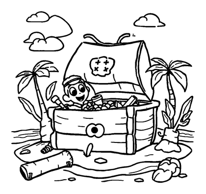 Island Treasure Hunt Colouring Page (Kids, Standard)