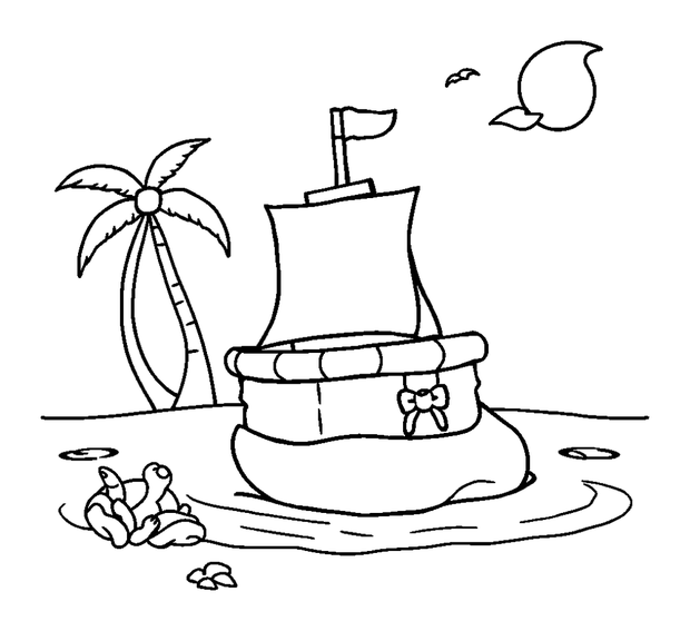 Island Treasure Hunt colouring page — free printable for toddlers