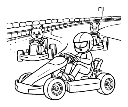 Kart Race Track Colouring Page (Kids, Standard)