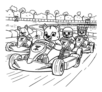 Kart Race Track Colouring Page (Teens, Standard)