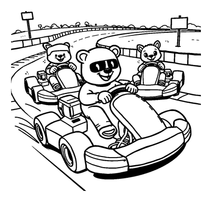 Kart Race Track Colouring Page (Toddler, Bold & Easy)