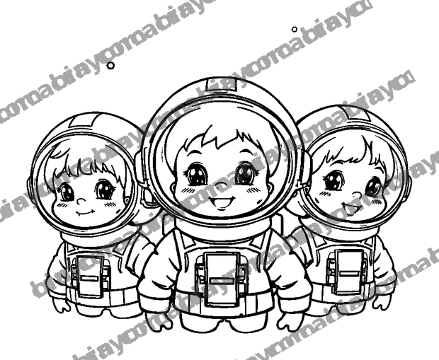 Little Space Crew colouring page — free printable for teens