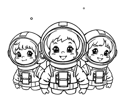 Little Space Crew Colouring Page (Teens, Standard)