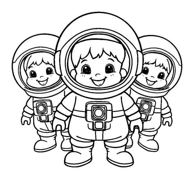 Little Space Crew colouring page — free printable for toddlers