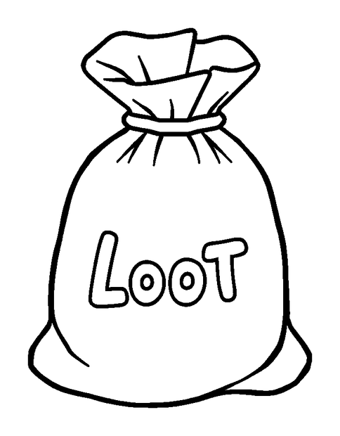 Loot Bag colouring page — free printable for kids
