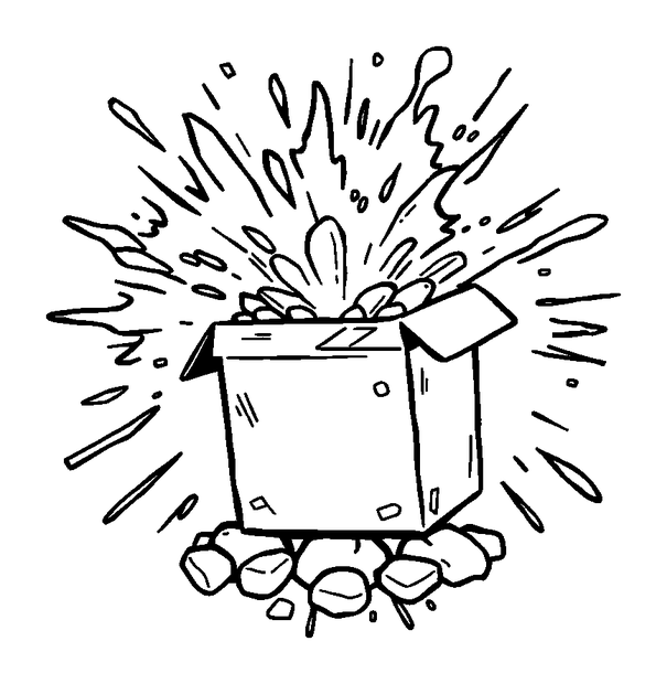Loot Box Explosion colouring page — free printable for kids