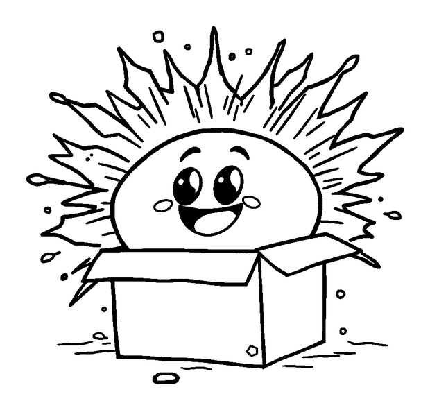 Loot Box Explosion colouring page — free printable for toddlers