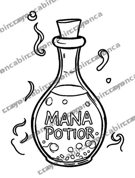 Mana Potion colouring page — free printable for teens