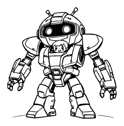 Mecha Robot Pilot Colouring Page (Kids, Standard)
