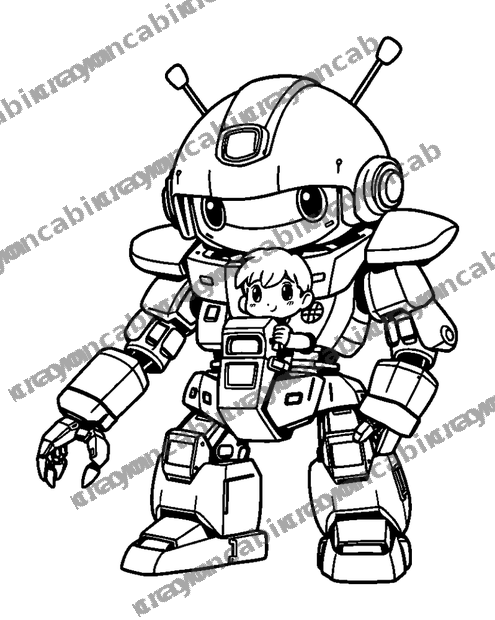 Mecha Robot Pilot colouring page — free printable for teens