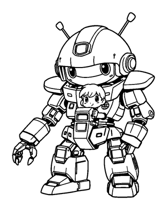 Mecha Robot Pilot Colouring Page (Teens, Standard)