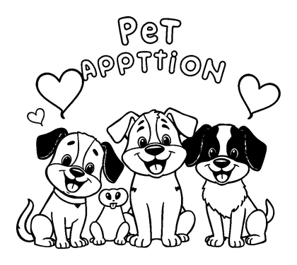 Pet Adoption Party Colouring Page (Kids, Standard)
