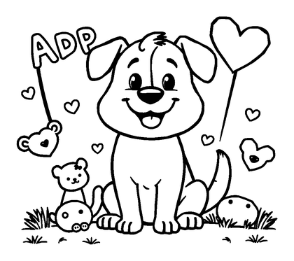 Pet Adoption Party Colouring Page (Toddler, Bold & Easy)