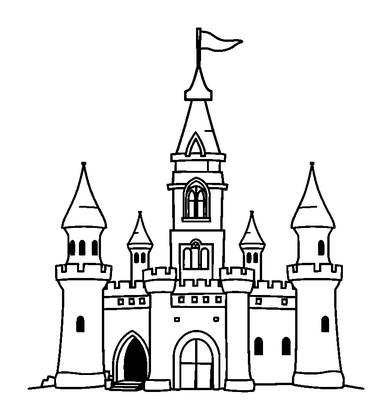 Pixel Art Castle Colouring Page (Kids, Standard)
