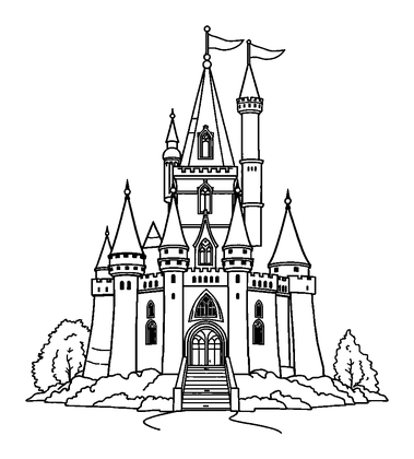 Pixel Art Castle Colouring Page (Teens, Standard)