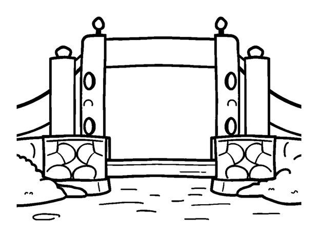 Pixel Bridge colouring page — free printable for kids