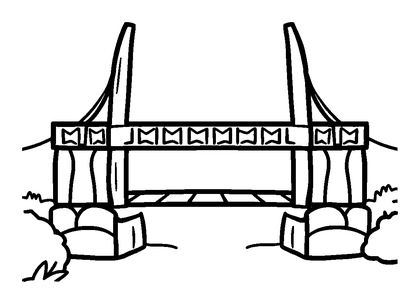 Pixel Bridge Colouring Page (Toddler, Bold & Easy)