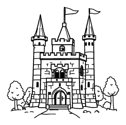 Pixel Castle Tower Colouring Page (Toddler, Bold & Easy)