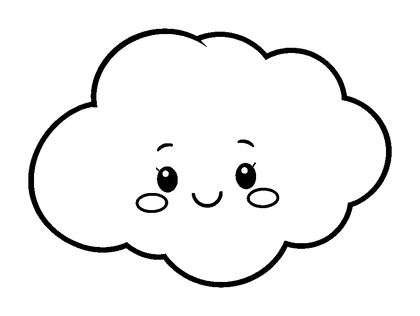 Pixel Cloud Colouring Page (Kids, Standard)