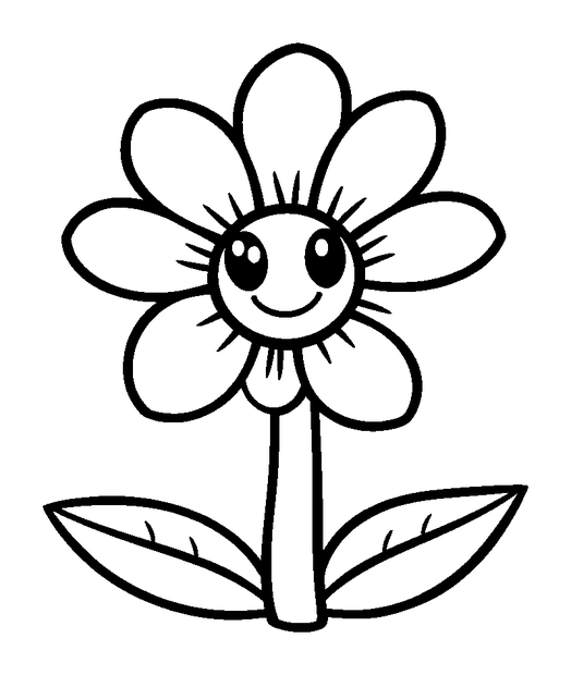 Pixel Flower colouring page — free printable for kids