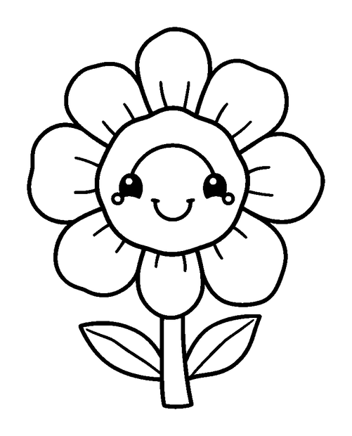 Pixel Flower colouring page — free printable for toddlers