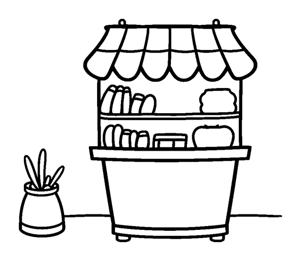 Pixel Shop Stand colouring page — free printable for kids