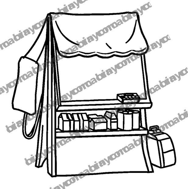 Pixel Shop Stand colouring page — free printable for teens