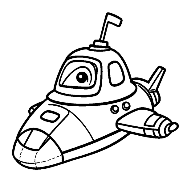 Pixel Spaceship colouring page — free printable for kids