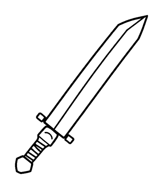 Pixel Sword colouring page — free printable for kids