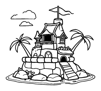 Pixel Treasure Island Colouring Page (Kids, Standard)