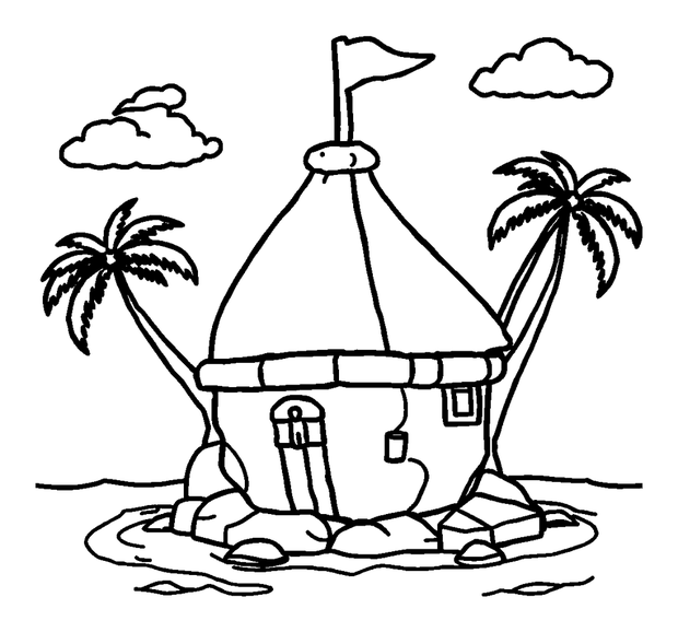 Pixel Treasure Island colouring page — free printable for toddlers