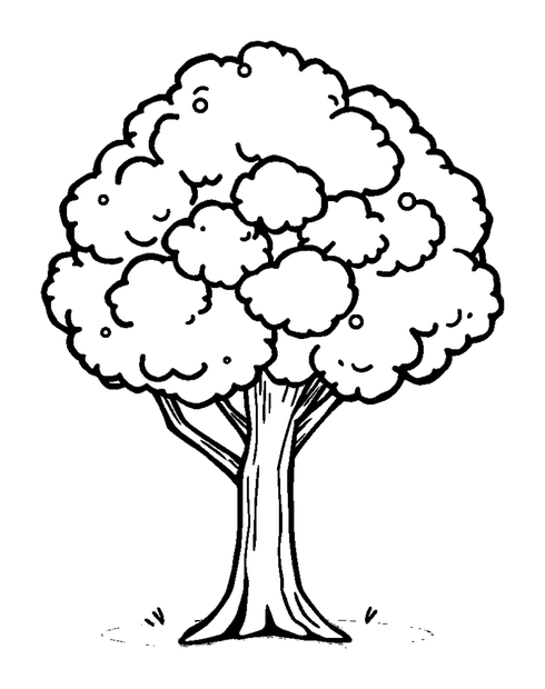 Pixel Tree colouring page — free printable for kids