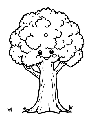 Pixel Tree Colouring Page (Toddler, Bold & Easy)