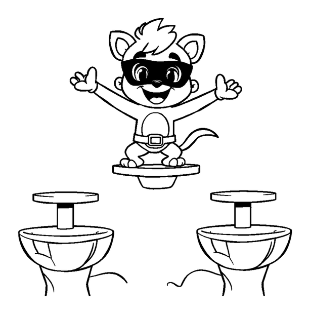 Platform Jumping Hero colouring page — free printable for kids