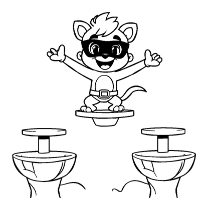 Platform Jumping Hero Colouring Page (Kids, Standard)