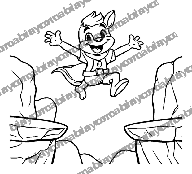 Platform Jumping Hero colouring page — free printable for teens