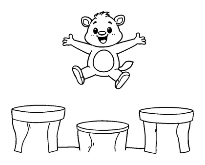 Platform Jumping Hero Colouring Page (Toddler, Bold & Easy)
