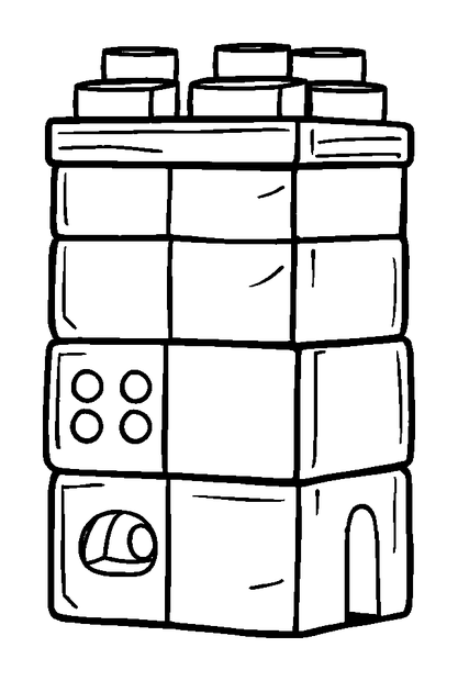 Puzzle Block Tower colouring page — free printable for kids